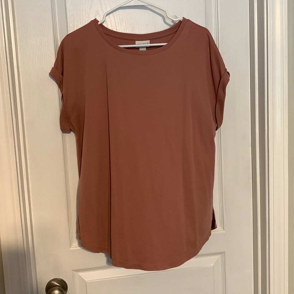 X - Pink T-shirt blouse with cuffed sleeves from AVA & VIV